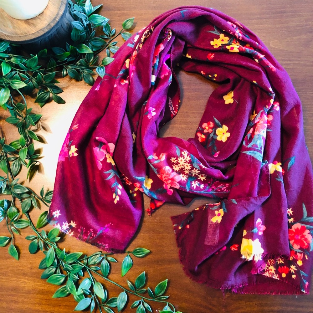Burgundy Floral Scarf